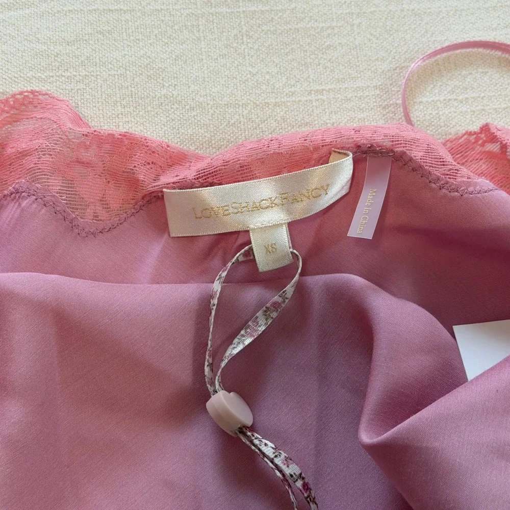 NWT. LoveShackFancy pink Rivier satin halterneck Top - Picture 8 of 12